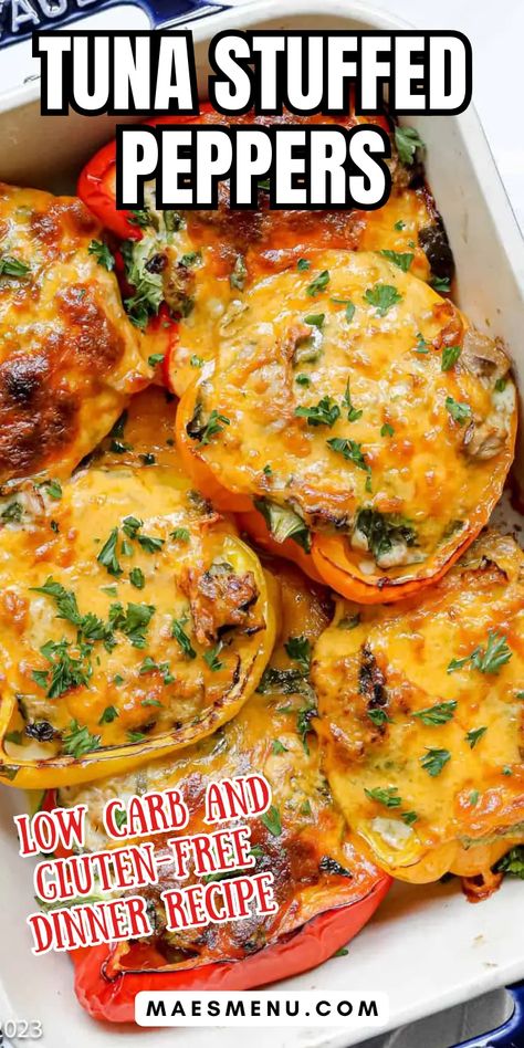 Dive into the goodness of my Tuna Melt Stuffed Peppers, your new go-to for a keto friendly meal. Ideal for meal planning, these creamy tuna melt stuffed peppers are easy to make, budget friendly and full of flavor. They are also low in carbs and naturally gluten-free. This is the perfect healthy weeknight dinner recipe that the whole family will enjoy. #healthydinnerrecipes Tuna Stuffed Peppers, Recipe With Tuna, Stuffed Peppers Keto, R3 Recipes, Keto Budget, Dijon Dressing, Quick And Easy Weeknight Dinners, Tuna Melt, Vegetable Side Dishes Recipes