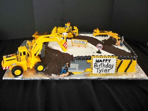 Construction — Children's Birthday Cakes Backhoe Cake, Digger Cake, Construction Birthday Cake, Construction Cake, 5th Birthday Cake, Edible Creations, 3rd Birthday Cakes, Party Pics, Childrens Birthday Cakes