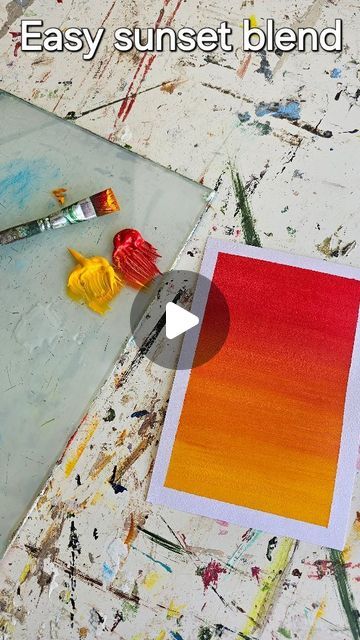 Orange Background Painting, Easy Sunset Acrylic Painting, Red And Yellow Painting Ideas, Orange Sunset Painting Easy, Shadow Activities, Red Orange Yellow Background, Sunset Painting Red Orange Yellow, Cadmium Yellow, Sunset Painting Acrylic