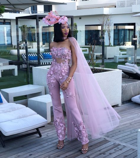 BellaNaija Style’s Best Dressed – Vodacom Durban July 2018 #VDJ2018 Jumpsuit Prom Dress, Aso Ebi Styles Lace, Jumpsuit Prom, Fancy Attire, Tulle Cape, July Outfits, Celebrity Gowns, Stylish Jumpsuit, Strapless Prom Dresses