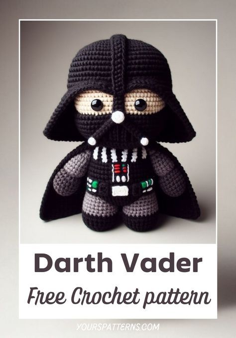 Darth Vader Crochet Darth Vader Hat Pattern Free, Darth Vader Crochet Pattern, Darth Vader Crochet Pattern Free, Star Wars Crochet Patterns Free, Crochet Darth Vader, Darth Vader Helm, Marvel Crochet, Crochet Star Wars, Witch Crochet Pattern