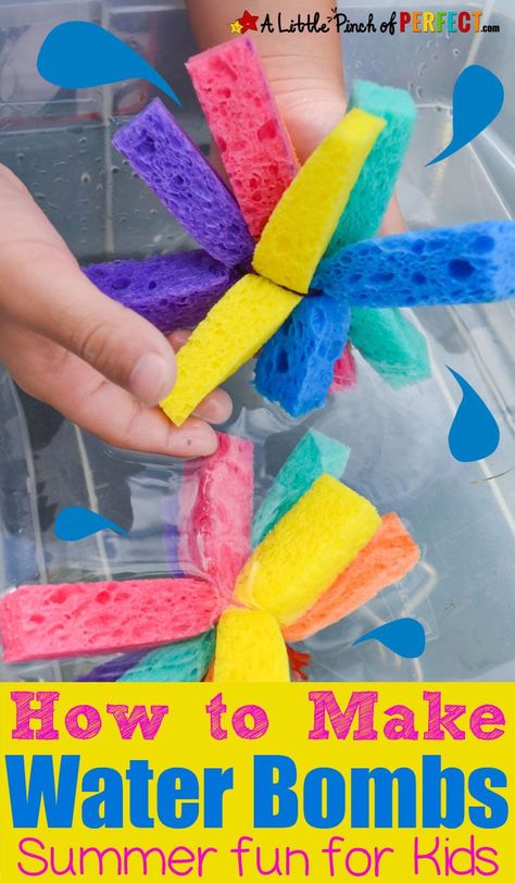 How to Make Water Bombs out of Sponges: A fun reusable water play toy for kids (#summerfun #kidsactivities #funactivities #boredombusters #waterplay #sensoryplay) Toddler Water Play Ideas, Daycare Water Day Ideas, Water Play For Babies, Toddler Water Play, Water Play For Toddlers, Water Play Activities, Water Play For Kids, Reusable Water Balloons, Water Play Toys