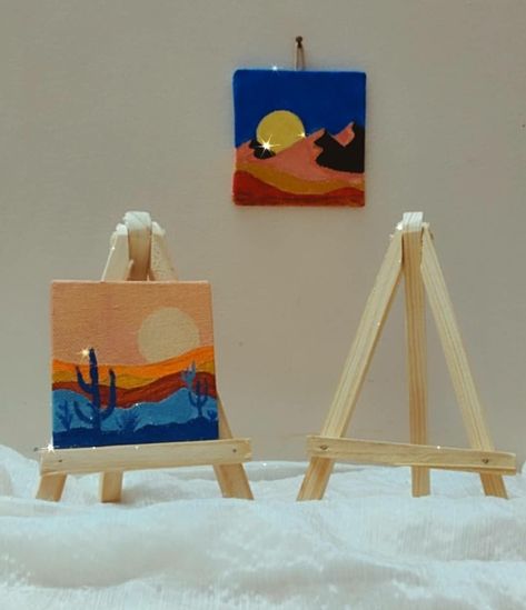 Mini Easel Painting, Painting Minimal, Canvas Board Painting, Wishlist Ideas, Easel Painting, Board Painting, Simple Painting, Coastal Painting, Small Canvas