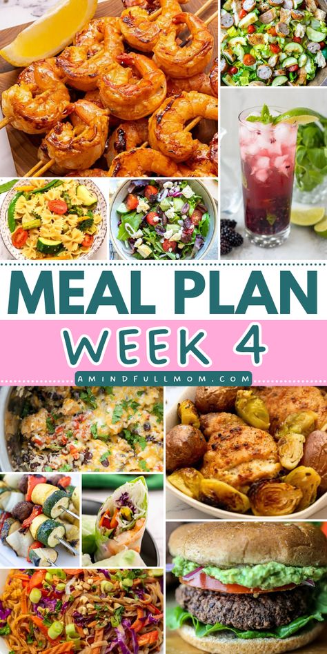 My Free Meal Plans will help you save time, money, and enjoy  wholesome, delicious meals!  Week Four's Meal Plan celebrates mom with an easy Mother's Day dinner. Vegetable Kabobs, Mothers Day Dinner, Bbq Chicken Salad, Meal Planning Menus, Spring Roll Recipe, Healthy Blueberry, Free Meal Plans, Fries In The Oven, Sheet Pan Recipes