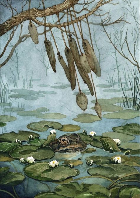 Art Mignon, Art Et Illustration, Fairytale Art, Art And Illustration, Fairy Art, Water Lilies, Fantasy Artwork, Whimsical Art, Lily Pads