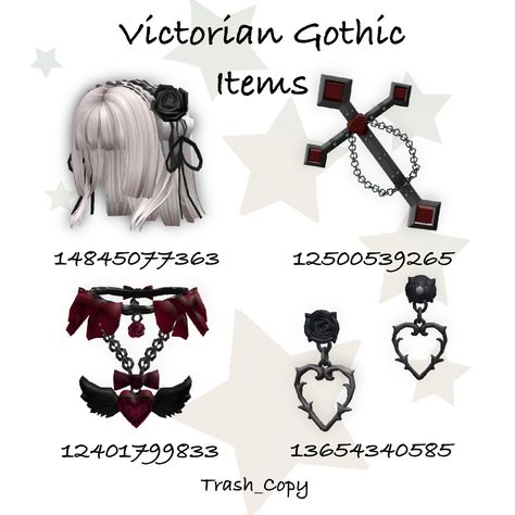 Gothic Roblox Outfits Codes, Red Roblox Accessory Codes, Roblox Id Codes For Clothes Goth, Roblox Codes Faceless, Roblox Victorian Outfit Codes, Berry Avenue Codes Goth, Roblox Witch Outfit Codes, Victorian Roblox Avatar, Roblox Vampire Outfits