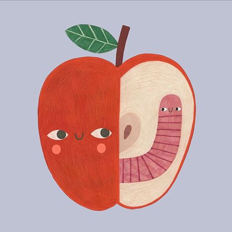 Apple Illustration, Posca Art, Fruit Illustration, Plant Illustration, Children's Book Illustration, Book Illustration, Cute Illustration, Art Lessons, Art Inspo