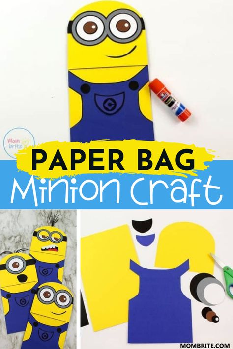 Kids will love this easy-to-make paper bag minion craft that is perfect for creating your own little minions. Bonus, it's so much fun they'll forget about the screen time! #paperbagminioncraft #funpreschoolerpuppetcraft M Is For Minion Craft, Minions Crafts For Kids, Minion Crafts For Kids, Despicable Me Crafts, Minion Dress Up, Minion Template, Minion Crafts, Minion Classroom, Minion Craft