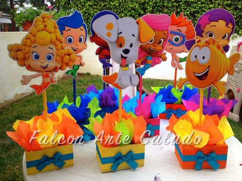 Bubble Guppies Centerpieces, Bubble Guppies Themed Birthday Party, Bubble Guppies Birthday Theme, Bubble Guppies Theme, Bubble Guppies Birthday Party, Bubble Guppies Party, Bday Party Kids, Bubble Birthday, Bubble Guppies Birthday