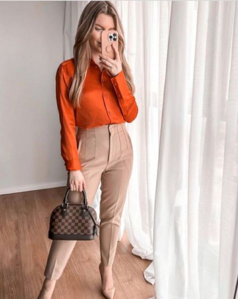 Orange Outfits, Outfits Formal, Outfit Office, Fashionable Work Outfit, Girly Outfit, Casual Work Outfits Women, Office Casual Outfit, Business Casual Outfits For Work, Everyday Fashion Outfits