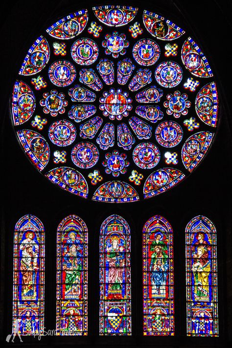 Day Trip from Paris: Chartres, France, Part I — Simply Sara Travel Chartres France, Chartres Cathedral, Stained Glass Windows Church, L'art Du Vitrail, Giorgio Vasari, Day Trip From Paris, Stained Glass Church, Rose Window, Gothic Cathedrals