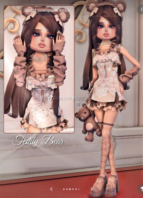 Teddy Bear Dti Outfit, Softie Dti Outfits, Softie Dress To Impress Outfit, Good Dti Outfits, Cute Dti Fits, Doll Dti Outfit, Outfit Ideas Dti, Doll Dress To Impress, Softie Dress To Impress