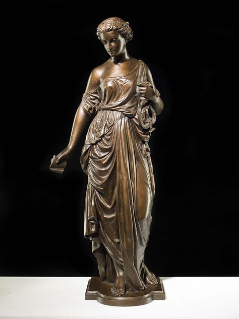 Antique bronze muse figure. Buddha Modern Art, Joan Of Arc Statue, Neoclassical Art, Ancient Greek Sculpture, On A Break, Antique Sculpture, Architecture Concept Diagram, Art Deco Sculpture, Architecture Collage