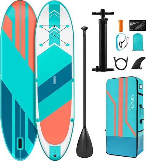 EVAJOY Inflatable Paddle Board 6'' Thick Around Stand Up Paddle Board with Portable iSUP Accessories & Waterproof Bag, Portable Hand Pump for Racing Touring Fishing , Safety Leash, Main Fin Standup Paddle Board, Inflatable Paddle Board, Stand Up Paddle Board, Towable Tubes, Paddle Boards, Kiddie Pool, Water Adventure, Complete Skateboards, Inflatable Boat