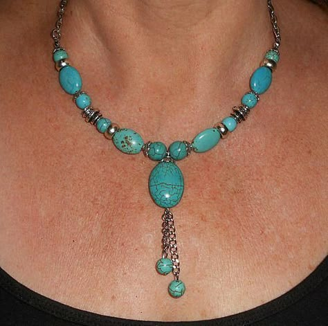 Necklaces Ideas, Diy Necklaces, Diy Collier, Fabulous Diy, Turquoise Bead Necklaces, Funky Jewelry, A Necklace, Jewelry Patterns, Jewelry Creation