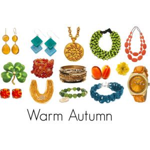 Warm Spring Jewelry, Warm Autumn Jewelry, True Autumn Jewelry, Jewelry Capsule, Autumn Color Palette Fashion, Concept Wardrobe, Warm Fall Outfits, Deep Autumn Color Palette, Blue Autumn