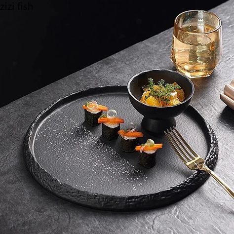 Solid Color Circular Ceramic Steak Plate Dessert Plate Sushi Dish Molecular Cuisine Display Plate Restaurant Specialty Tableware - AliExpress Villa Kitchen, Molecular Cuisine, Restaurant Steak, Sushi Dishes, Steak Plates, Plate Dessert, Dining Plates, Cold Dishes, Western Food