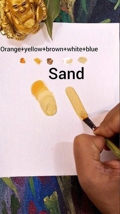 How to get Sand colour by mixing acrylic paints | acrylic colour mixing for Sand colour #howto Oil Painting Mixing Colors Colour Chart, Sand Colour Paint, Sand Color Paint Mixing, How To Make Sand Color With Acrylic Paint, How To Make Sand Colour Acrylic, Water Colour Mixing Color Charts, How To Mix Sand Color Paint, How To Make Sand Colored Paint, How To Make Gold Color Paint