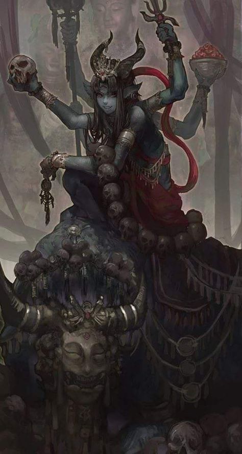 Inner Demons, Fantasy Races, Demon Girl, Angels And Demons, Hindu God, Arte Fantasy, 판타지 아트, Fantasy Inspiration, Creature Design