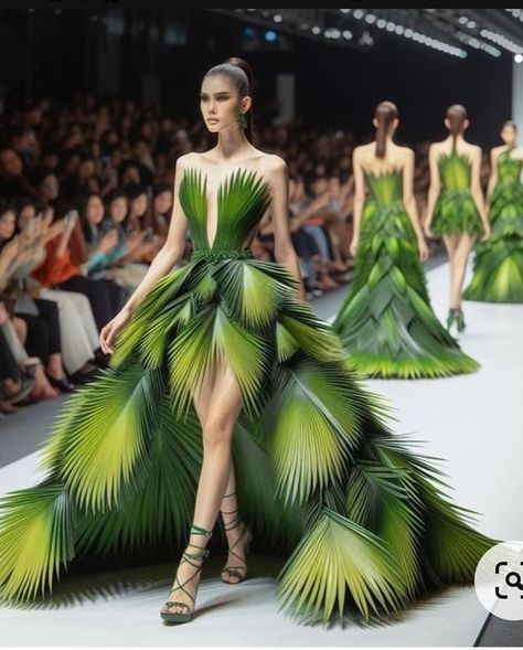 Rainforest Environment, Wardrobe Essentials For Women, Fashion Show Themes, Elegant Wardrobe, Unusual Clothes, Fashion Show Dresses, High Fashion Runway, Tropical Fashion, Us Fashion