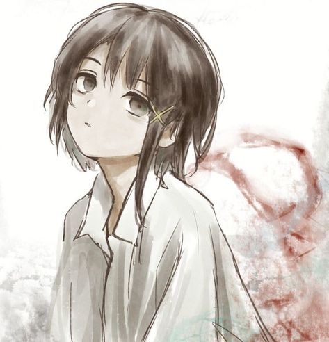 Serial Experiments Lain, A Drawing, An Anime, Anime Character, Black Hair, Anime, Hair, White, Black