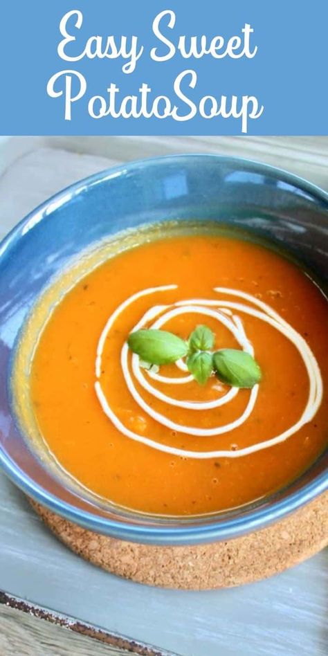 Sweet Potato Soup Sweet Potato Soup Recipes Easy, Easy Sweet Potato Soup, Sweet Potato Soup Recipes, Easy Sweet Potato, Yummy Fall Recipes, Fall Recipe, Sweet Potato Soup, Vegetarian Soup, Slow Cooker Soup