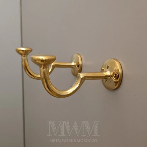 Set of 2 Handmade Brass Solid Coat Hooks Wall Mount - Etsy Brass Coat Hooks, Coat Hooks Wall Mounted, Locker Hooking, Brass Wall Hook, Primary Bath, Brass Faucet, Brass Hook, Handmade Brass, Bath Remodel