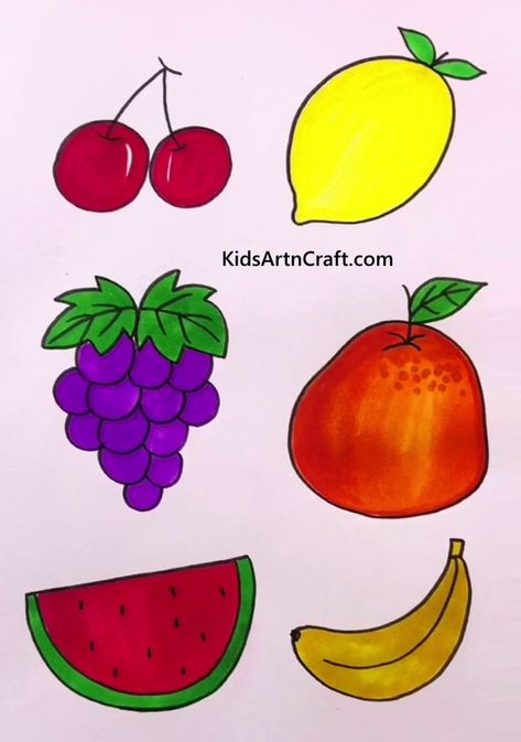 Easy Fruit & Vegetable Drawings For Kids Check more at https://www.kidsartncraft.com/easy-fruit-vegetable-drawings-for-kids/ Vegetable Drawing For Kids, Fruits Drawing Easy, Fruits Drawing For Kids, Fruit Painting Easy, Fruit Drawing For Kids, Easy Fruit Drawing, Vegetable Drawings, Fruit Basket Drawing, September Design