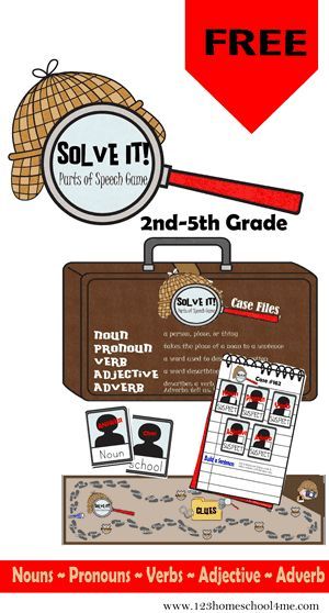 Grammar Games 3rd Grade, Detective Games For Kids Free Printable, Parts Of Speech Games, Speech Games, Nouns And Pronouns, Grammar Games, 4th Grade Writing, Grammar And Punctuation, Teaching Language Arts