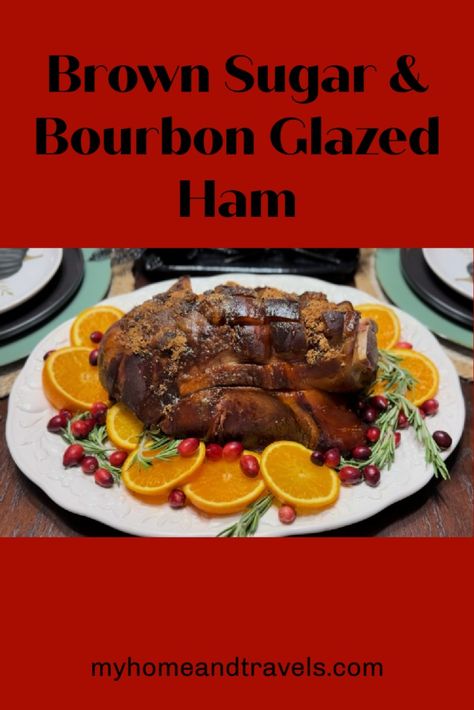 Easy Brown Sugar and Bourbon Glazed Ham - Even Make it in the Crock Pot Bourbon Glaze For Ham, Bourbon Brown Sugar Ham, Bourbon Brown Sugar Glaze, Bourbon Ham Glaze, Bourbon Glazed Ham, Slow Cooker Ham Recipes, Ham In The Oven, Holiday Menu Ideas, Ham Glaze Brown Sugar