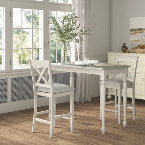 Laurel Foundry Modern Farmhouse Roane 2 - Person Counter Height Dining Set & Reviews | Wayfair Light Meal Prep, Counter Height Desk, Counter Height Tables, Grey Dining Tables, Wood Table Bases, 3 Piece Dining Set, White Dining Table, Kitchen Tables, Table Sets