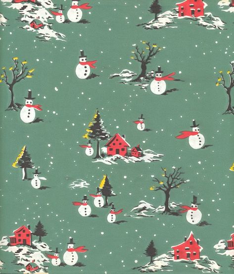 Vintage Christmas Wrapping Paper | Atomic Redhead Vintage Christmas Paper, Printable Wrapping Paper, Paper Snowman, Vintage Christmas Wrapping, Vintage Christmas Wrapping Paper, Retro Vintage Christmas, Vintage Christmas Images, Wrapping Paper Design, Holiday Wrapping Paper