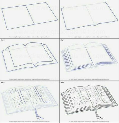 How To Draw Table, How To Draw A Book Step By Step, How To Draw An Open Book, Sketches Of Books, Open Book Drawing Sketches, Reading A Book Drawing Reference, Open Book Sketch, How To Draw A Book, Books Drawing Sketches