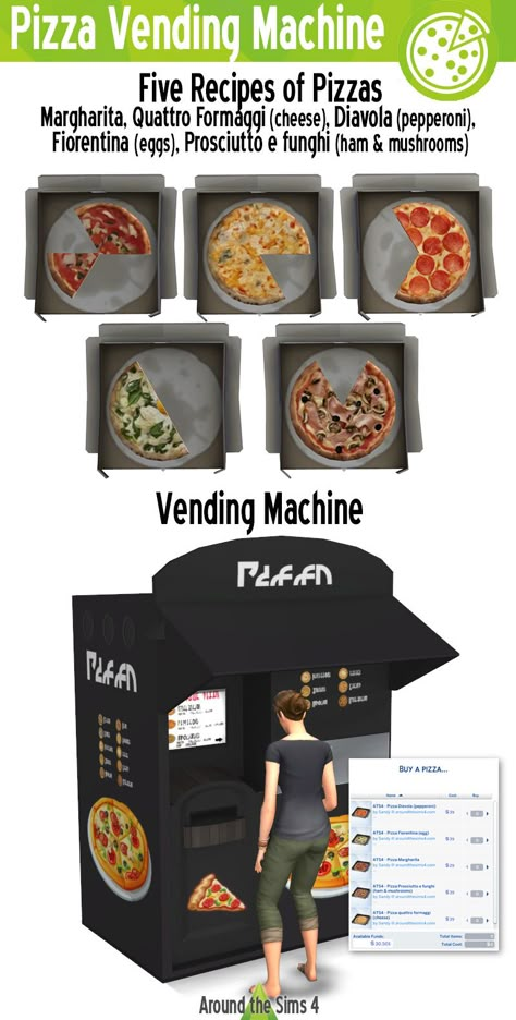 Pizza Vending Machine, The Sims 4 Pack, Soda Vending Machine, Around The Sims 4, Mods Sims 4, Lotes The Sims 4, The Sims 4 Custom Content, San Myshuno, New Pizza