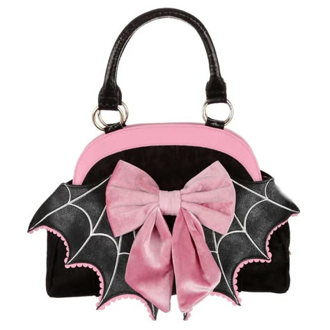 Goth Bag, Funky Purses, Goth Core, Pink Goth, Goth Kawaii, Goth Accessories, Purse Scarf, Kawaii Goth, Bat Wing