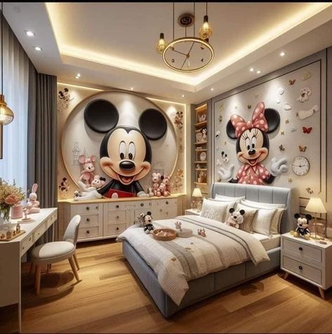 Mickey Room, Canopy Decor, Disney Bedding Sets, Mickey Mouse Room, Disney Bedroom, Ivy Room, Casa Disney, Baby Room Closet, Wallpaper Design For Bedroom