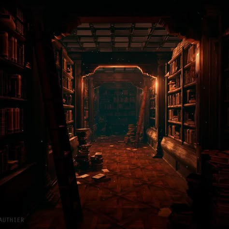 Dark Library, Library Aesthetic, Paintings And Drawings, 다크 판타지, Fantasy Places, Dark And Light, Dark Academia Aesthetic, Fantasy Aesthetic, Academia Aesthetic