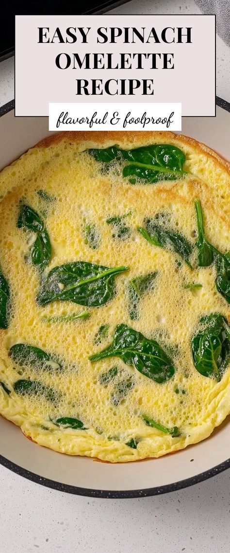 Image for Easy Spinach Omelette Recipe How To Make An Omelette Easy, Arugula Omelette, Omlete Recipe Omelettes, Omlet Recipes Easy, Best Omelette Recipe, Spinach Omelette Recipe, Oven Omelette, Omelette With Spinach, Omelette Ideas