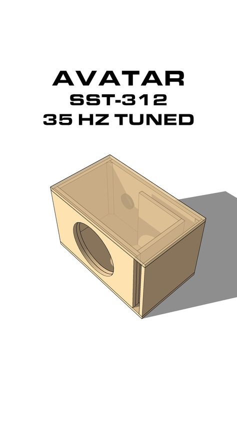 Subwoofer plan for AVATAR SST-312 12 inch 35hz tuned 12 Inch Subwoofer Box, 12 Inch Subwoofer, Speaker Enclosure, Subwoofer Box, Bass, Speaker, Avatar, Design