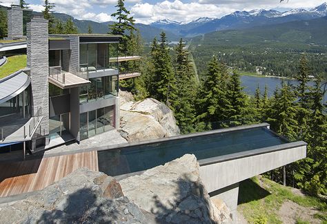 An extraordinary cantilevered pool in Canada by Alka Pool | As seen in Ocean Home magazine's June/July 2015 "Platinum List" Issue Sky Pool, Residential Pool, Pool Contractors, Luxury Ski Chalet, Swimming Pool House, Concrete Pool, Luxury Ski, Ocean House, Pool Construction