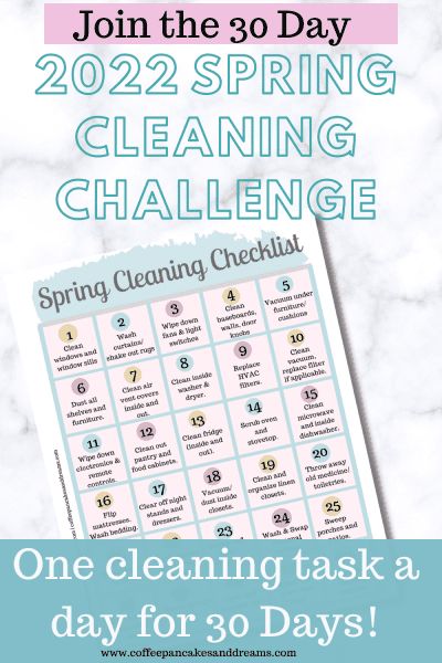 30 Day Spring Cleaning Challenge 2023 {Printable Checklist and Best Tips) - Coffee, Pancakes & Dreams Spring Cleaning Calendar, Spring Cleaning Schedules, Spring Cleaning Guide, Spring Cleaning Checklist Printable, Cleaning Calendar, Spring Cleaning List, Spring Cleaning Challenge, Cleaning Checklist Printable, 2023 Printable