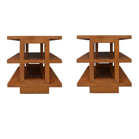 Edward Wormley Pair Of Rare 3 Tier End Tables 1944 (Signed) — Lobel Modern NYC Louis Xvi Chair, Drexel Furniture, Georgian Furniture, Walnut Shelves, Edward Wormley, English Furniture, Modern End Tables, Woven Wood, Dining Room Chairs Modern