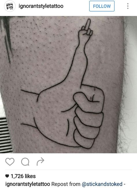 🖕+👍=👌 Thumbs Up Tattoo Simple, Thumbs Tattoo, Thumbs Up Tattoo, Thumb Tattoos, 13 Tattoos, Creative Tattoo, Up Tattoo, Club Outfit, Club Outfit Ideas