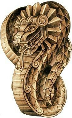 Feathered Serpent Tattoo, Mayan Snake, Quetzalcoatl Tattoo, Aztec Drawing, Aztec Artwork, Mayan Tattoos, Aztec Symbols, Aztec Tattoos, Serpent Tattoo