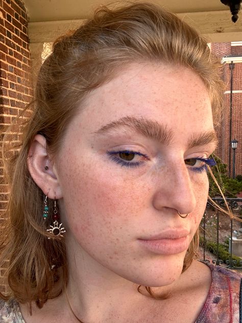 side profile woman prominent nose large nose big eyebrows woman ear piercings hippie jewelry septum piercing green eyes freckles Big Nose Septum Piercing, Septum Piercing Big Nose, Septum Big Nose, Big Nose Piercing, Green Eyes Freckles, Side Profile Woman, Piercing Green Eyes, Prominent Nose, Big Eyebrows