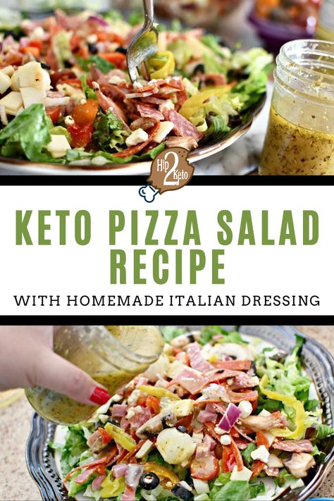 Add this pizza salad to your summer salads list! Not only is this summer dinner recipe keto-friendly, it is packed with all of your favorite pizza toppings. What a perfect keto dinner idea! Summer Keto Dinners, Hip2keto Recipes, Heart Pizza, Italian Lunch, Homemade Italian Dressing, Spring Salad Recipes, The Ultimate Keto Meal Plan, Keto Dishes, Pizza Salad