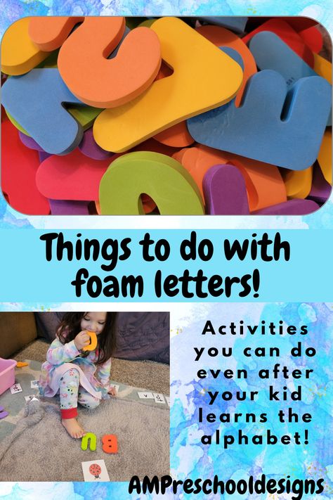 Foam Letter Activities Your Toddler Will Love! - AM Preschool Designs Diy Preschool Letter Activities, Foam Letter Activities, Toddler Letter Activities, Letter Activities For Toddlers, Letter M Activities For Preschool, Abc Activities Preschool, Summer Activities For Toddlers, August Crafts, Preschool Designs