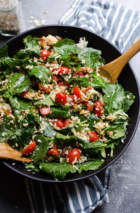 Baby Kale Salad Recipes, Baby Kale Recipes, Baby Kale Salad, Healthy Potluck, Healthy Family Recipes, Feta Cheese Recipes, Grilled Romaine, Tomato Salad Recipes, Kale Salad Recipes