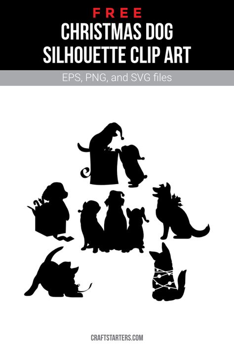 Dog Silhouette Printable, Pet Silhouette, Silhouette Dog, Pretty Printables, Christmas Pet, Silhouette Clip Art, Silhouette Christmas, Silhouette Images, Cricut Craft