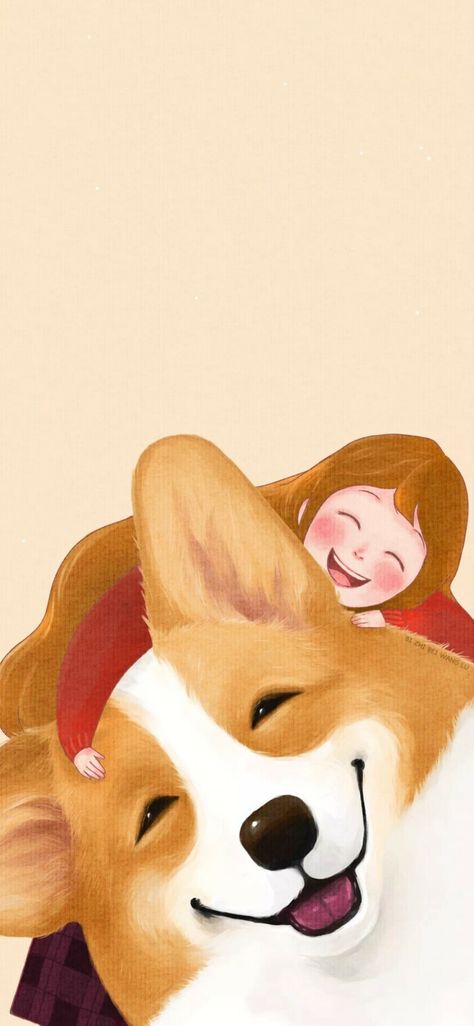 Corgi Wallpaper Cartoon, Corgi Wallpaper Iphone, Hp Wallpaper, Corgi Wallpaper, Dog Face Drawing, Corgi Cartoon, Dog Drawings, Wallpaper Iphone Love, Lisa Blackpink Wallpaper